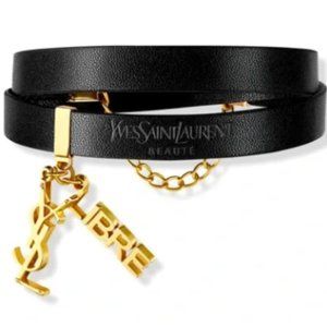 Yves Saint Laurent YSL Black Leather Bracelet - Brand New